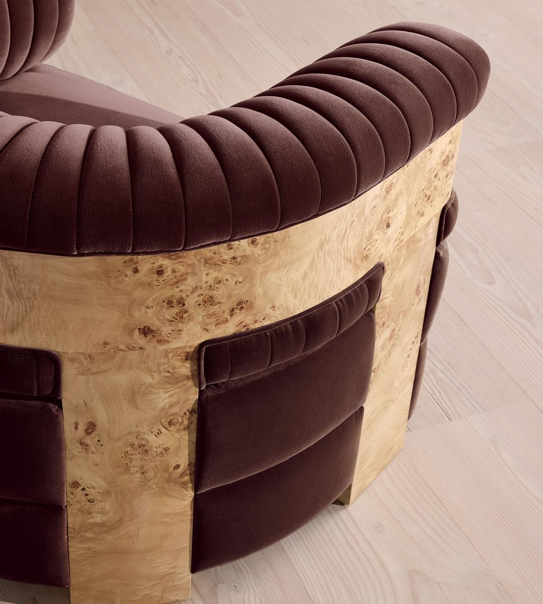 Caleb Armchair - Blonde Burl - Velvet - Aubergine - UK - Images - Image 4