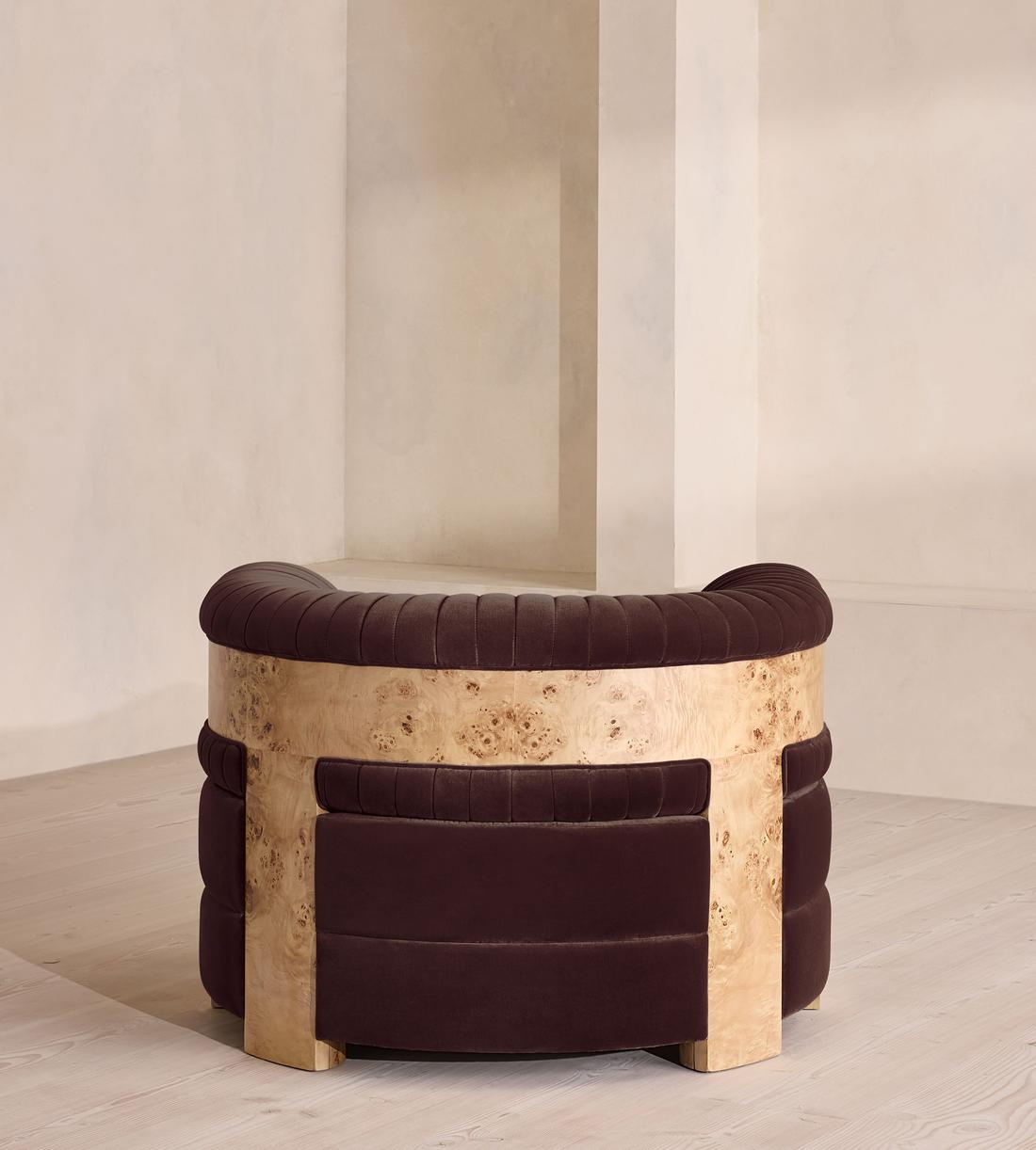 Caleb Armchair - Blonde Burl - Velvet - Aubergine - US - Images - Image 3