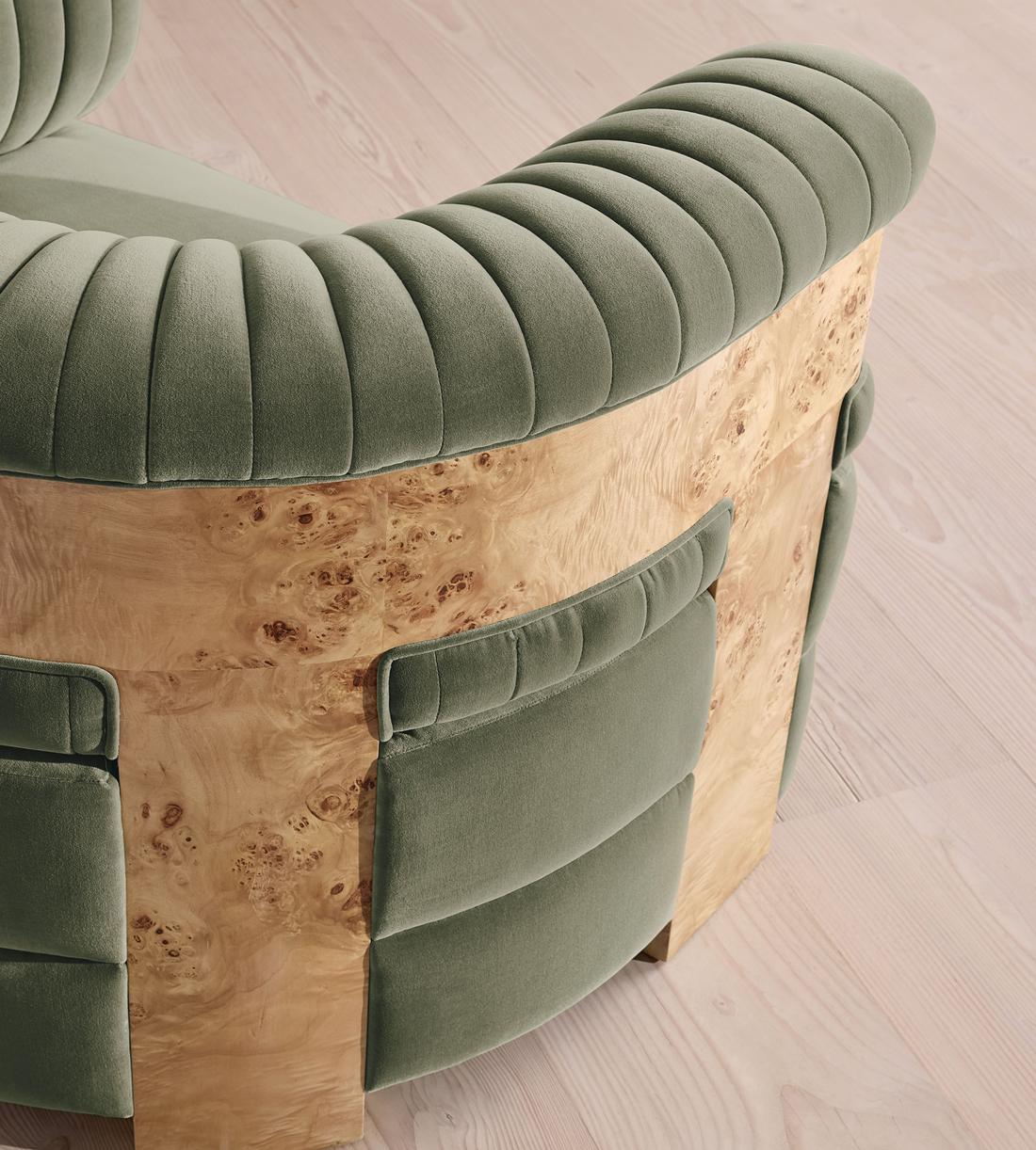 Caleb Armchair - Blonde Burl - Velvet - Seafoam - UK - Images - Image 5