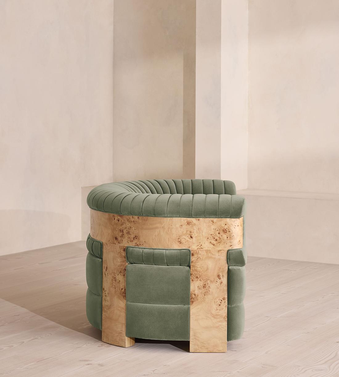 Caleb Armchair - Blonde Burl - Velvet - Seafoam - US - Images - Image 3