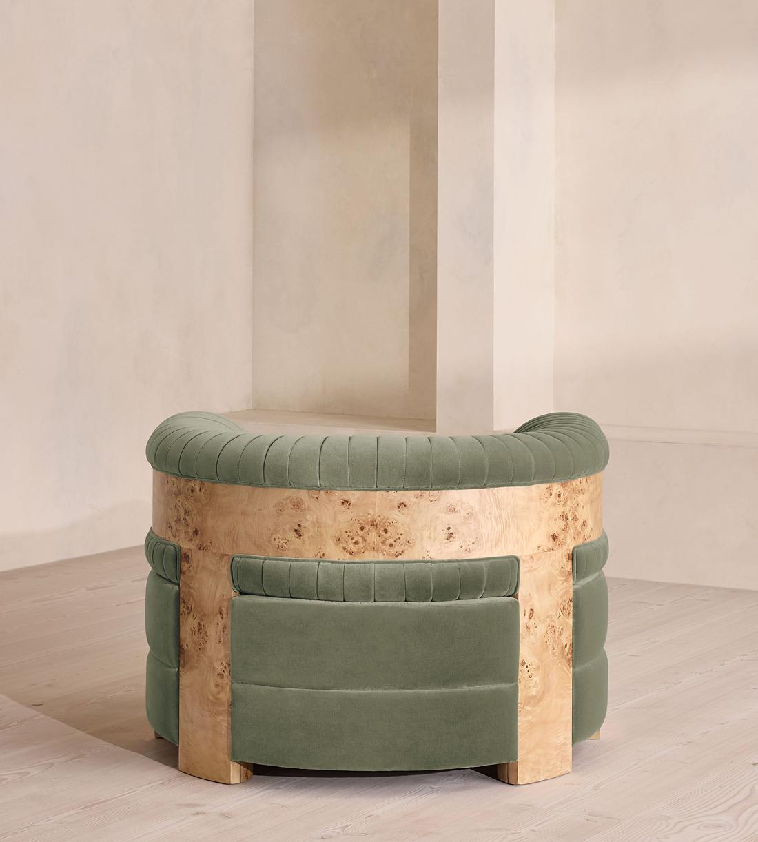Caleb Armchair - Blonde Burl - Velvet - Seafoam - US - Images - Image 4