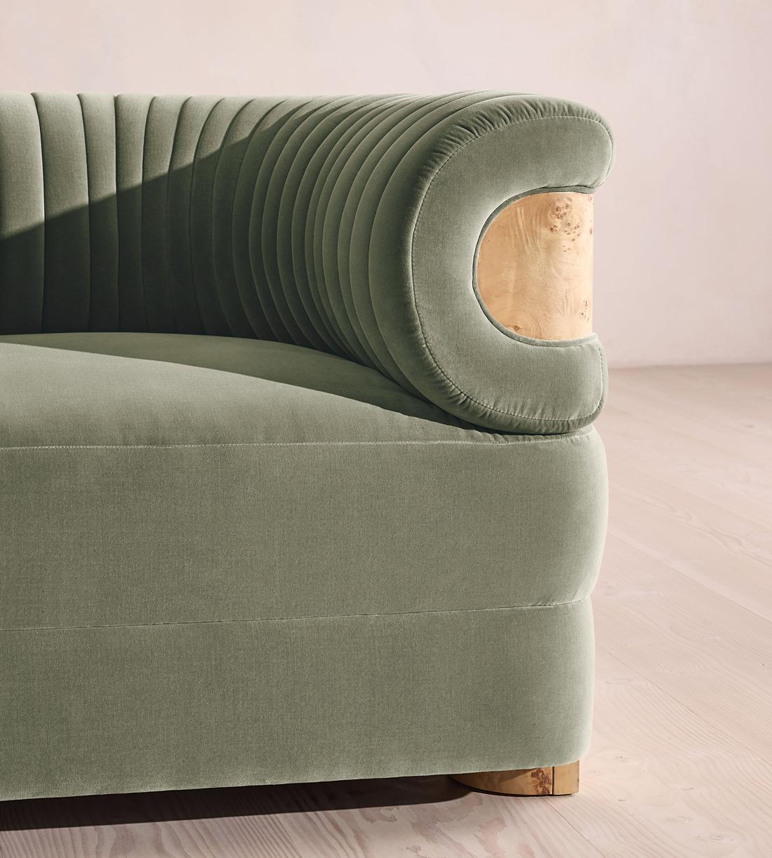 Caleb Armchair - Blonde Burl - Velvet - Seafoam - US - Images - Image 5