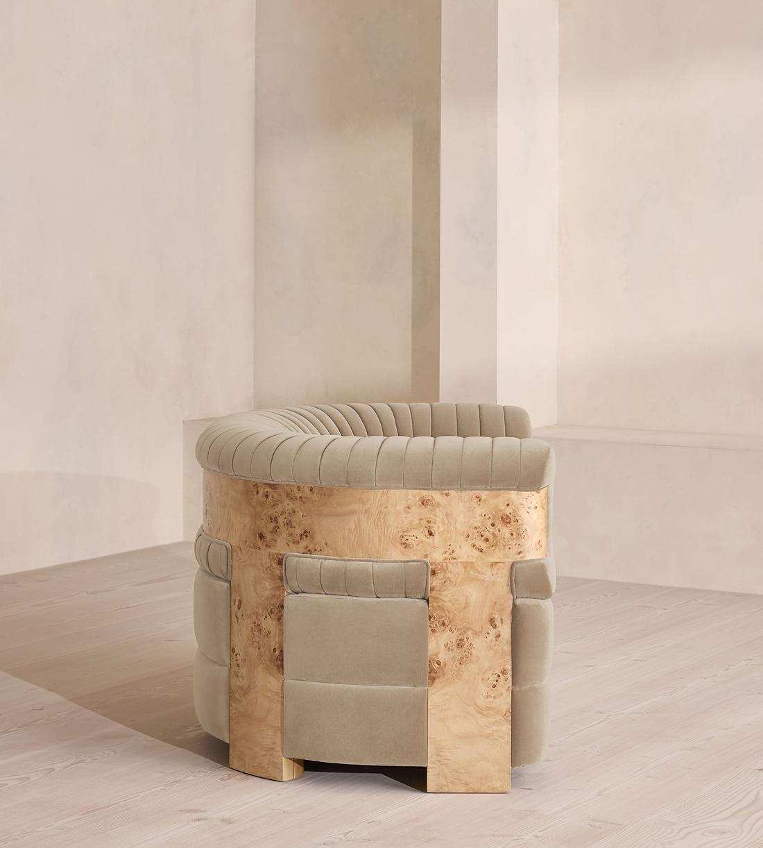 Caleb Armchair - Blonde Burl - Velvet - Oyster - UK - Images - Image 3