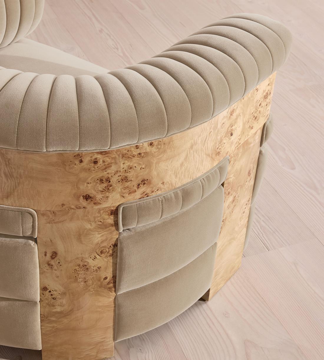 Caleb Armchair - Blonde Burl - Velvet - Oyster - US - Images - Image 5