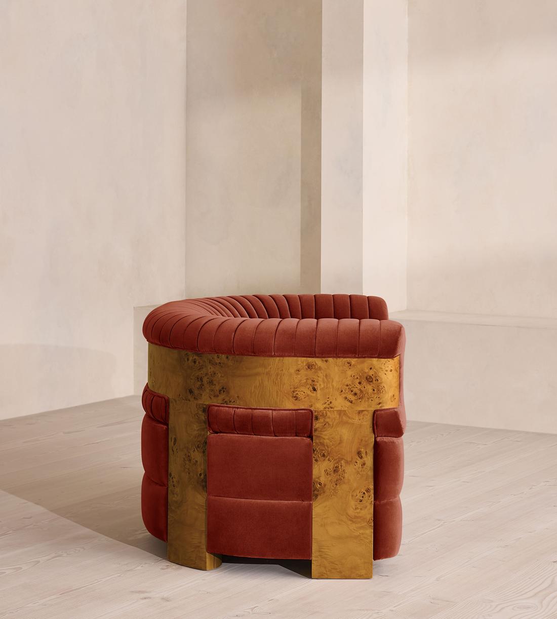 Caleb Armchair - Dark Burl - Velvet - Rust - UK - Images - Image 4