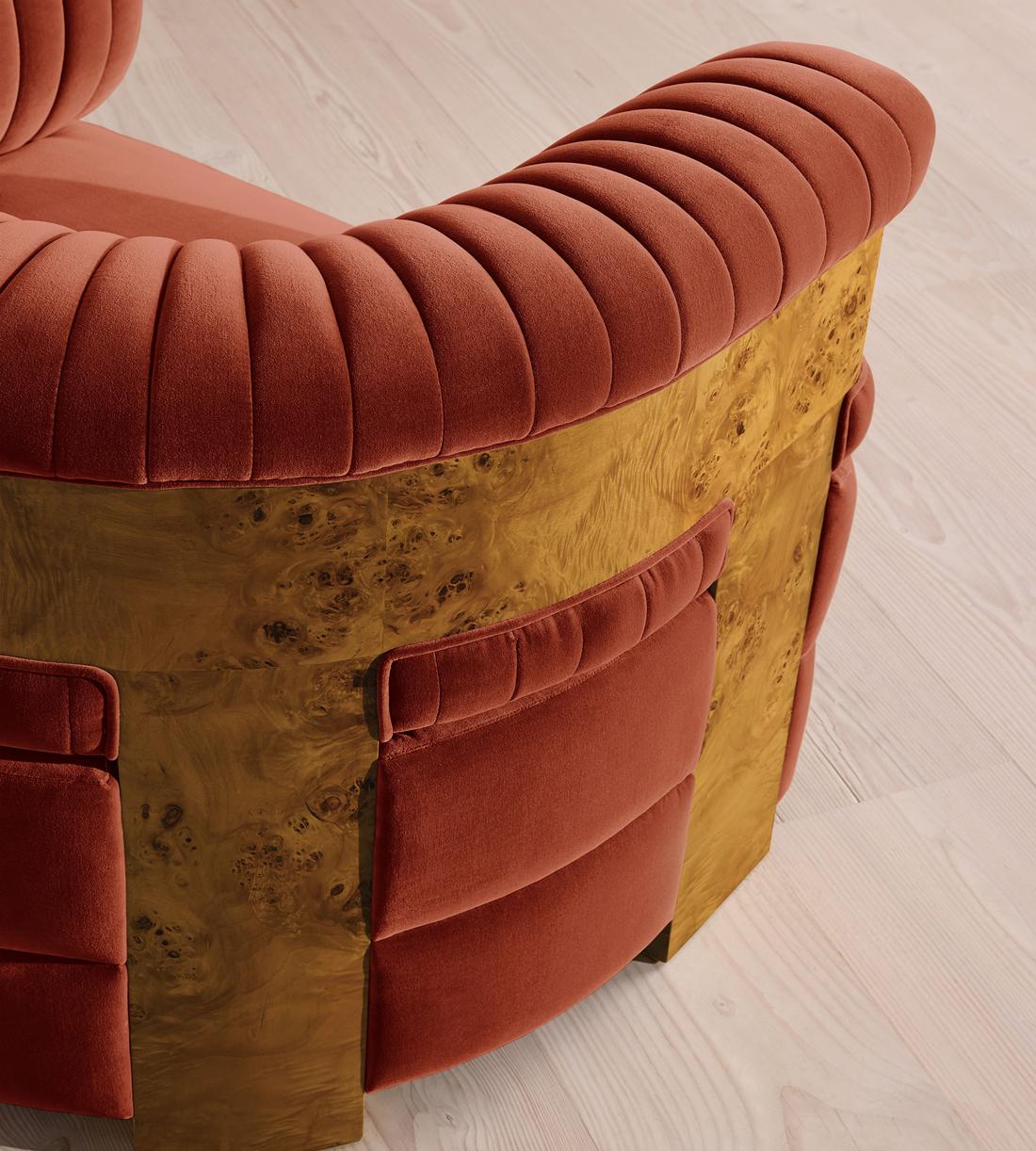 Caleb Armchair - Dark Burl - Velvet - Rust - UK - Images - Image 6