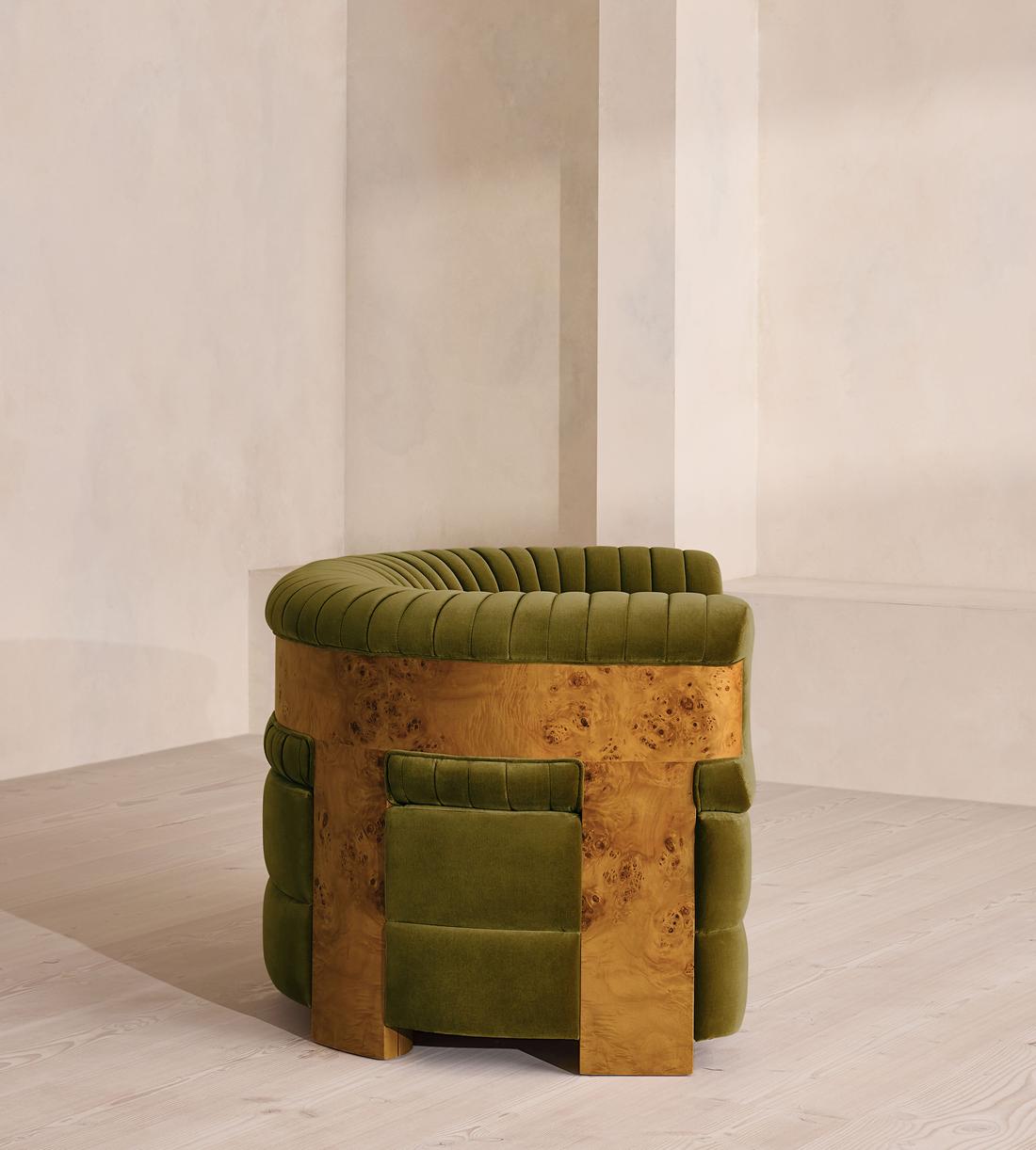 Caleb Armchair - Dark Burl - Velvet - Olive - UK - Images - Image 3