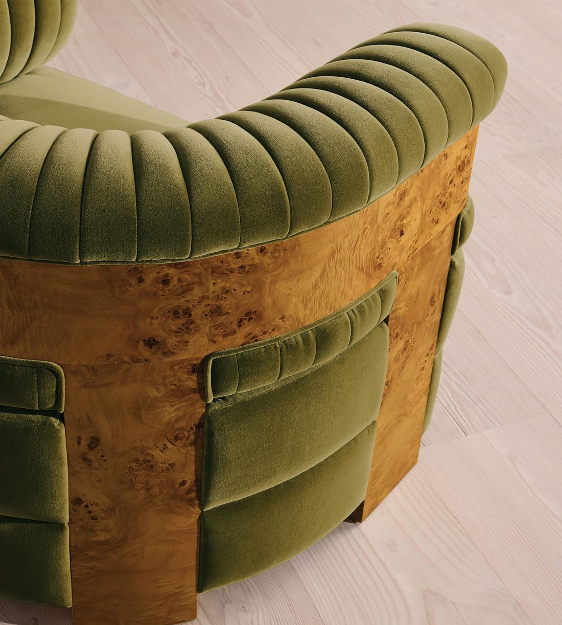 Caleb Armchair - Dark Burl - Velvet - Olive - US - Images - Image 5