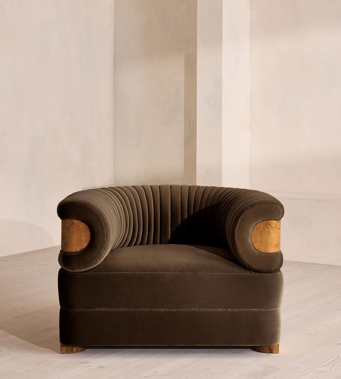 Caleb Armchair - Dark Burl - Velvet - Chocolate - US - Listing - Image 2