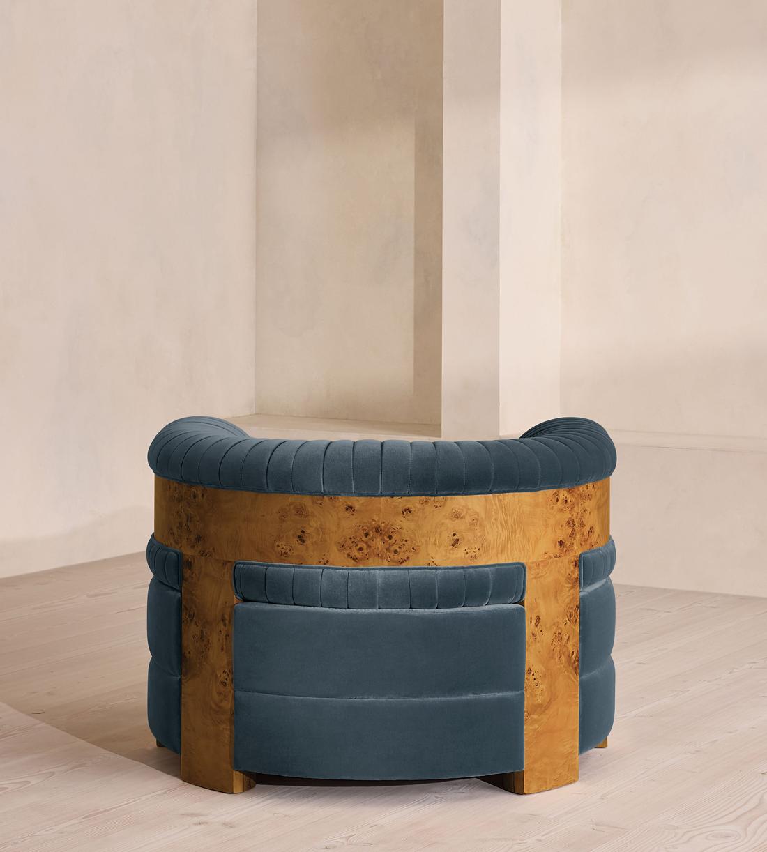 Caleb Armchair - Dark Burl - Velvet - Grey Blue - UK - Images - Image 4