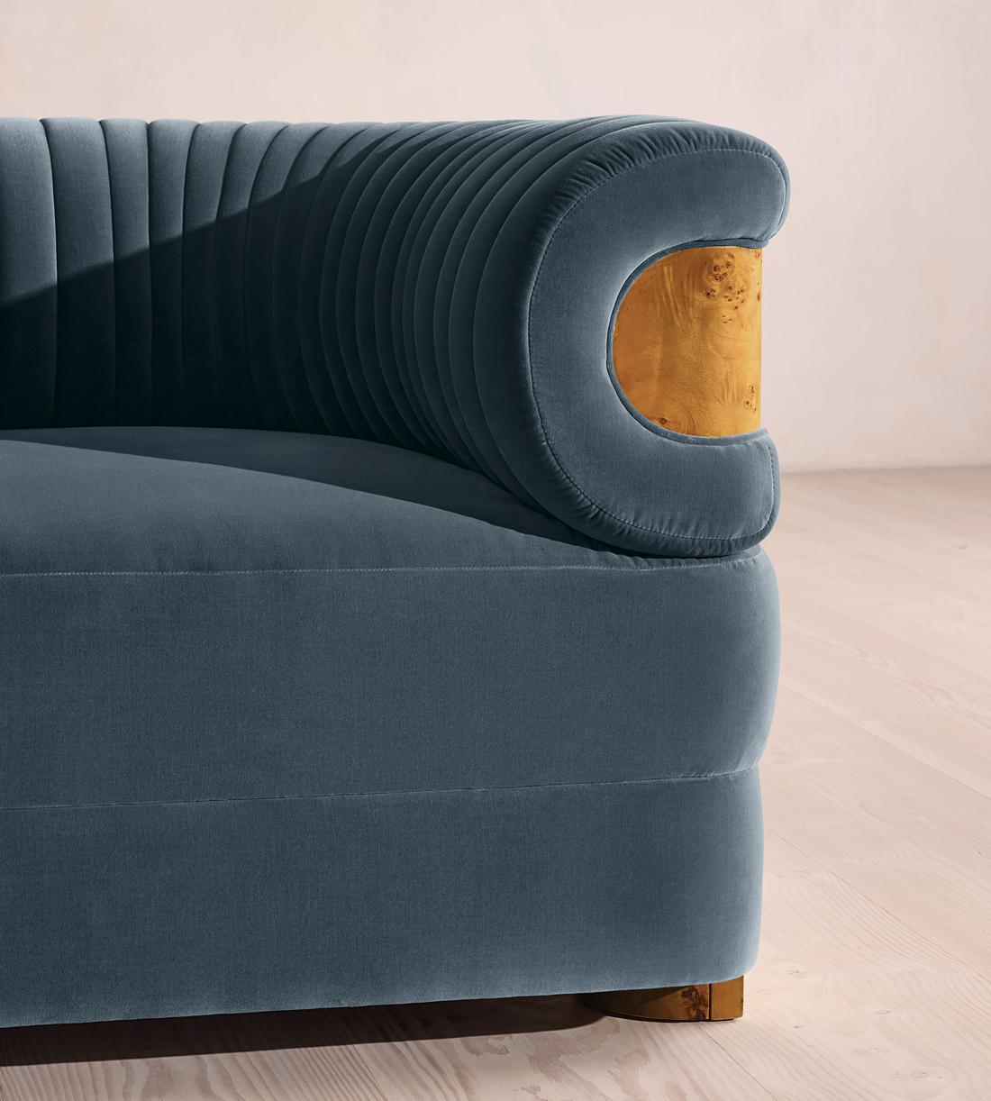 Caleb Armchair - Dark Burl - Velvet - Grey Blue - UK - Images - Image 6