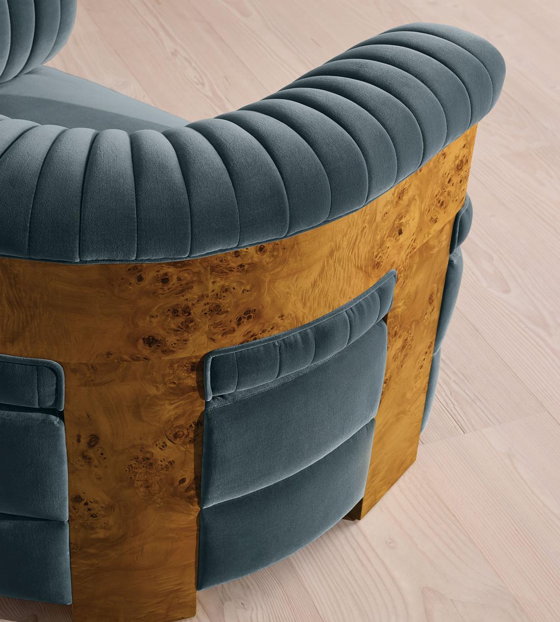 Caleb Armchair - Dark Burl - Velvet - Grey Blue - US - Images - Image 5
