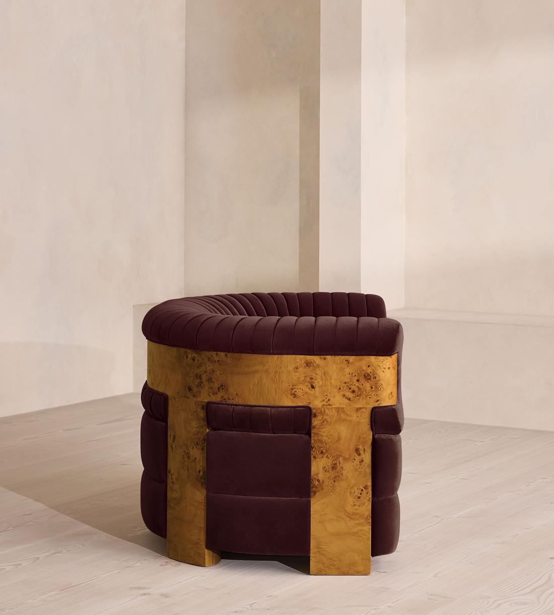 Caleb Armchair - Dark Burl - Velvet - Aubergine - US - Images - Image 3