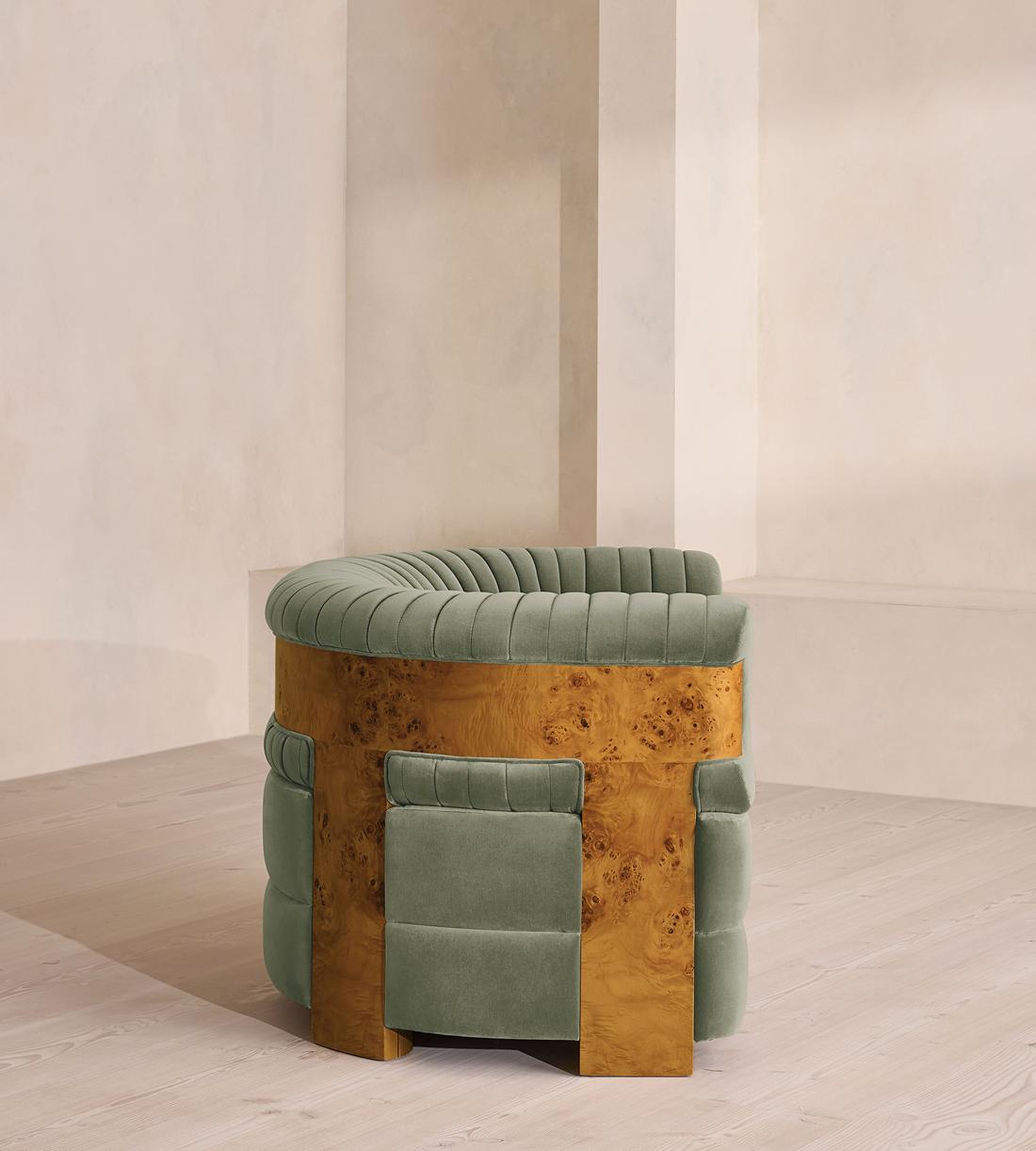 Caleb Armchair - Dark Burl - Velvet - Seafoam - US - Images - Image 3