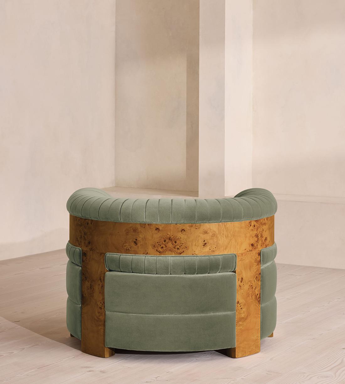 Caleb Armchair - Dark Burl - Velvet - Seafoam - US - Images - Image 4