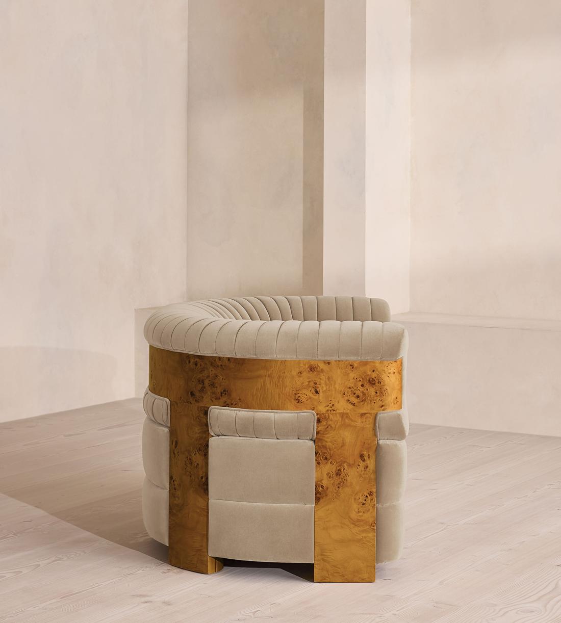 Caleb Armchair - Dark Burl - Velvet - Oyster - UK - Images - Image 3