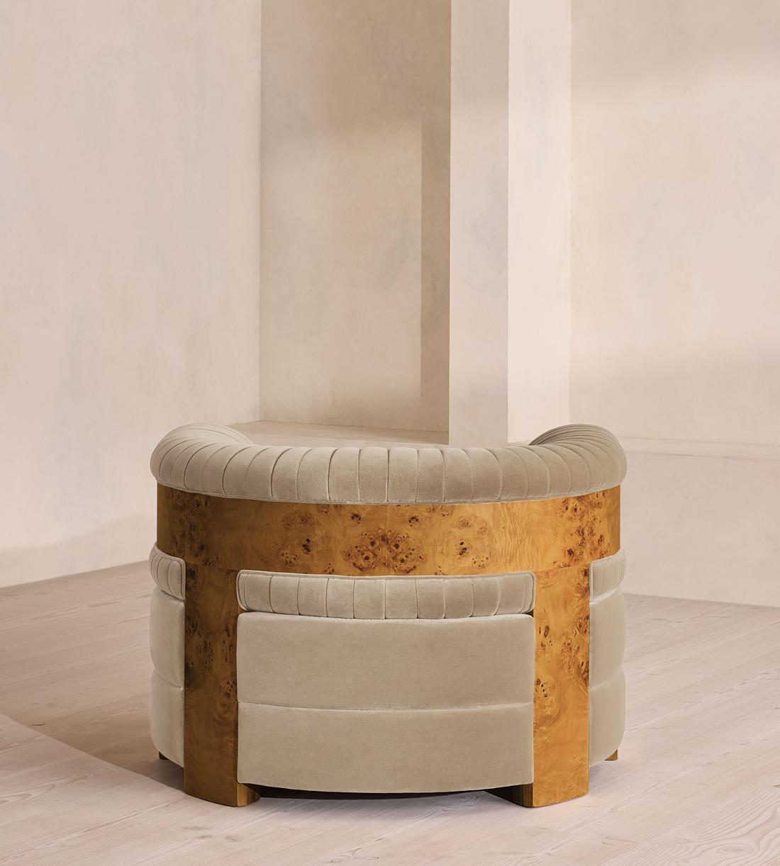 Caleb Armchair - Dark Burl - Velvet - Oyster - UK - Images - Image 4