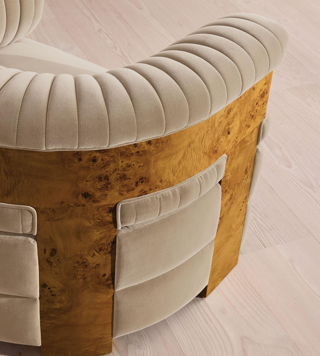 Caleb Armchair - Dark Burl - Velvet - Oyster - US - Images - Image 5