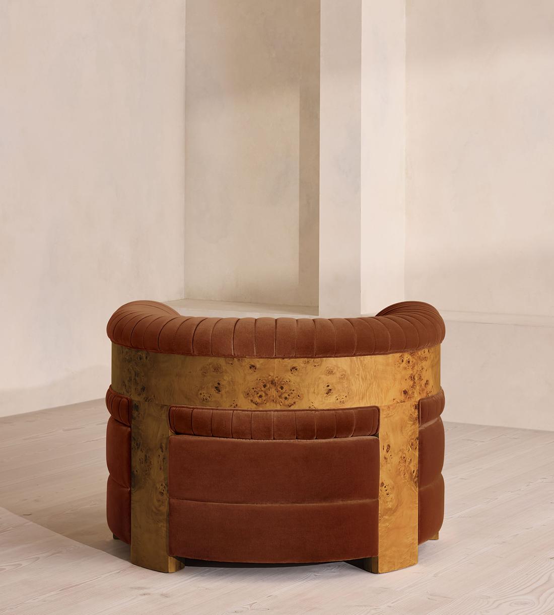 Caleb Armchair - Dark Burl - Velvet - Cinnamon - UK - Images - Image 4