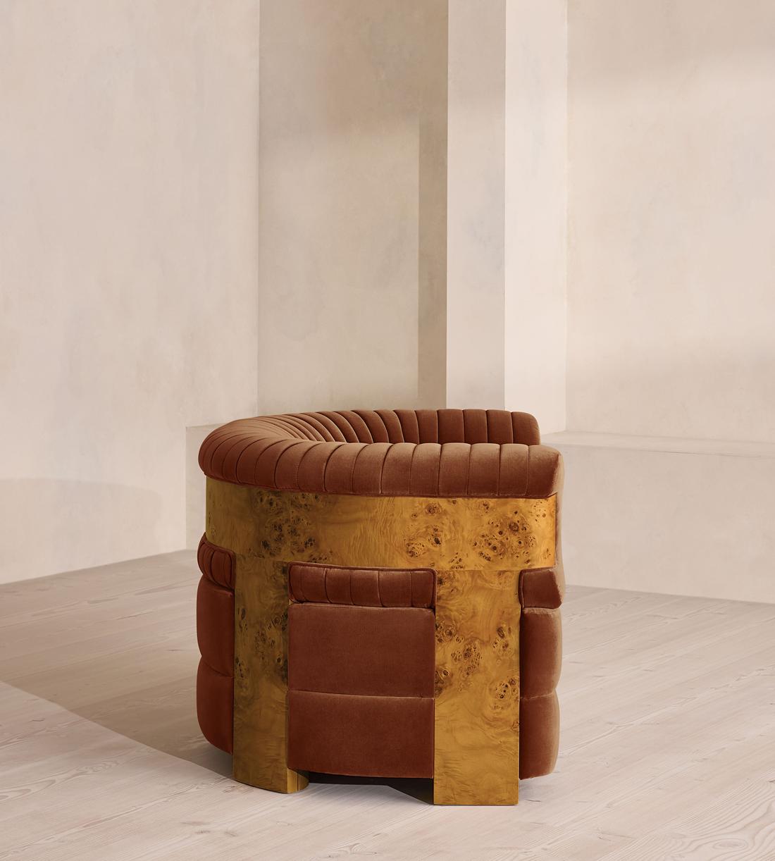 Caleb Armchair - Dark Burl - Velvet - Cinnamon - US - Images - Image 3