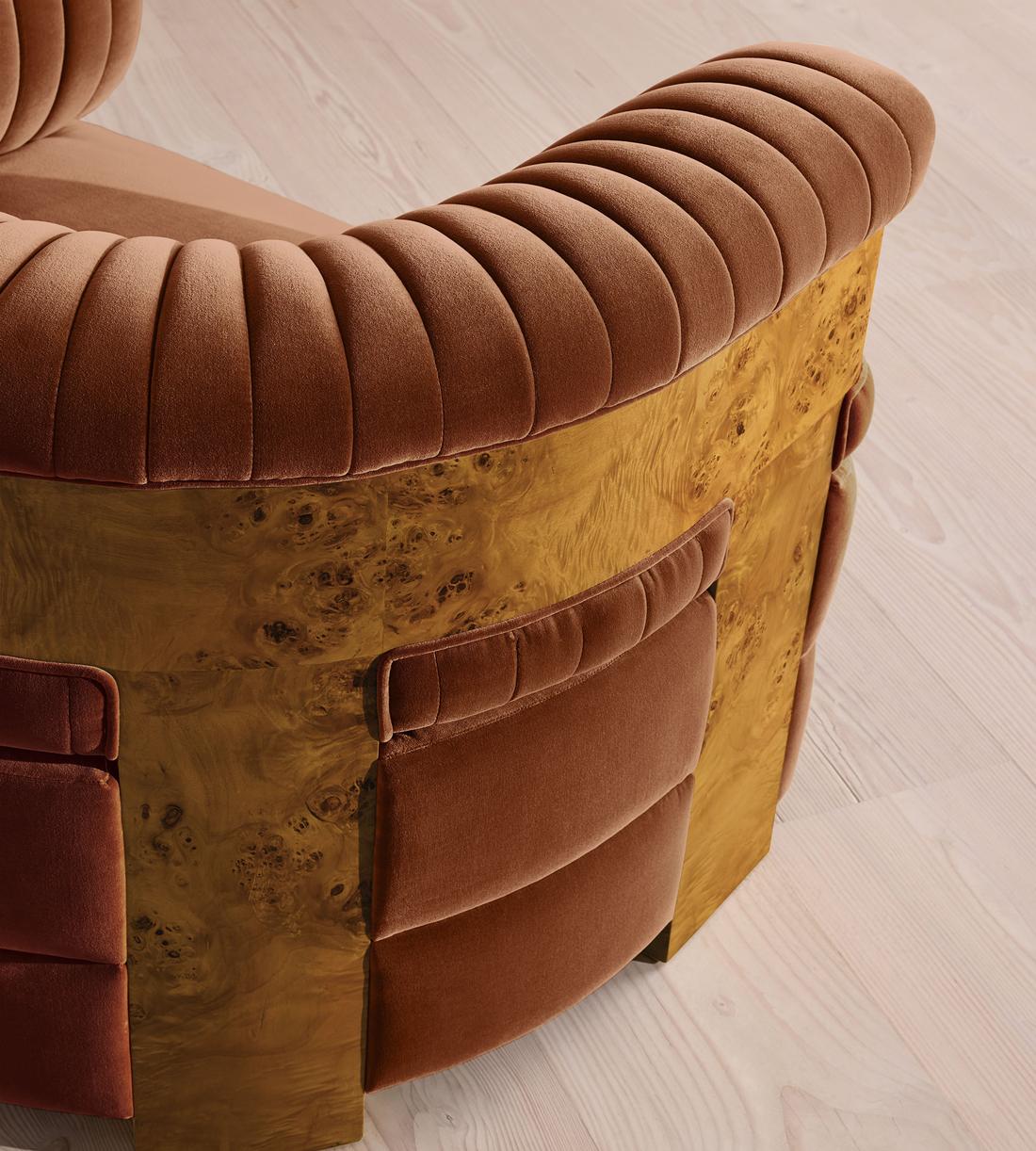 Caleb Armchair - Dark Burl - Velvet - Cinnamon - US - Images - Image 5
