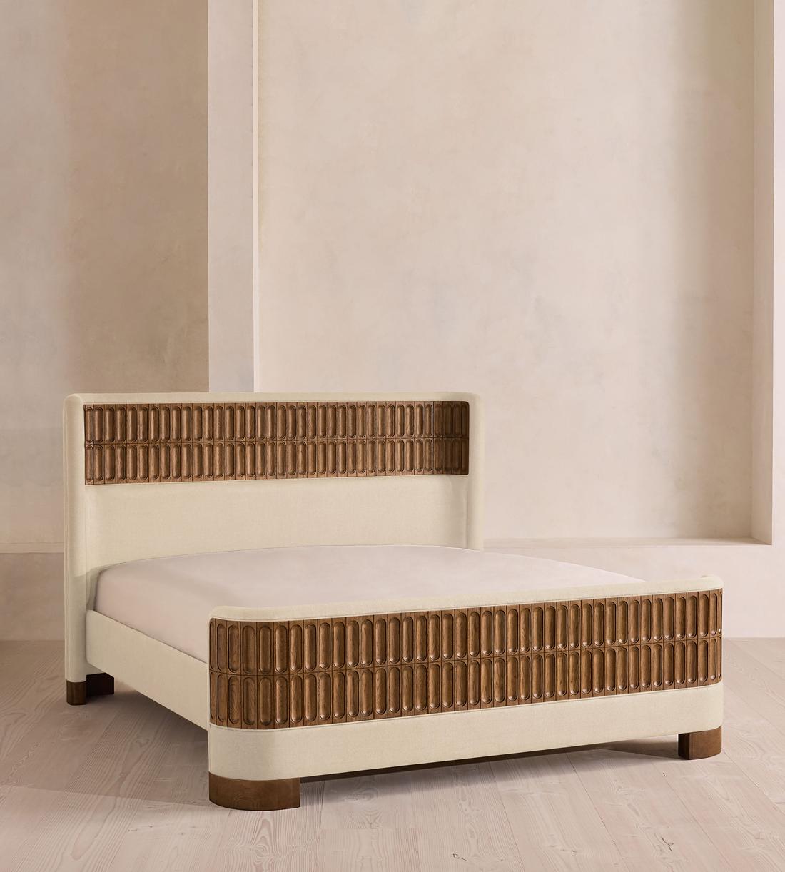 Devon Bed - Queen - Linen - Bisque - US - Listing - Image 1