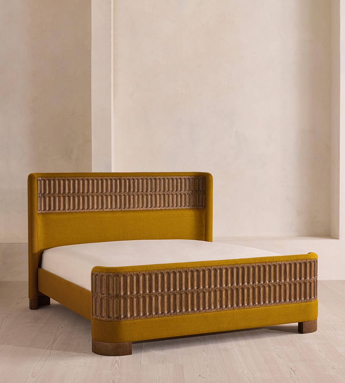 Devon Bed - Queen - Linen - Turmeric - US - Listing - Image 1
