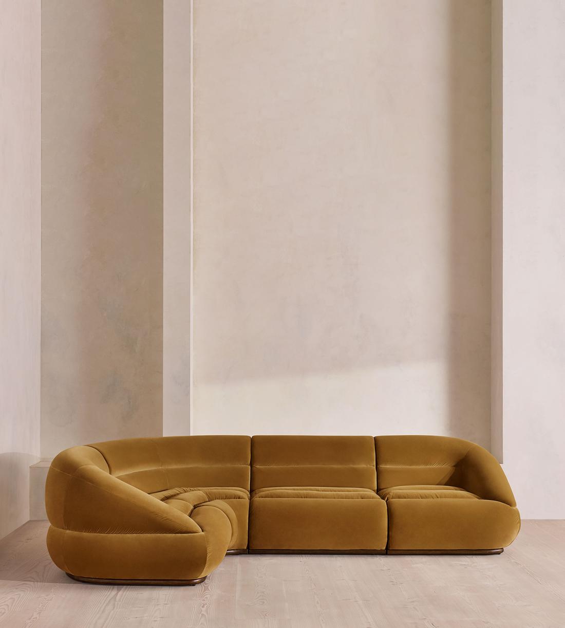 Edison Sectional Sofa - L-Shape Sofa - Velvet - Mustard US - Listing - Image 2