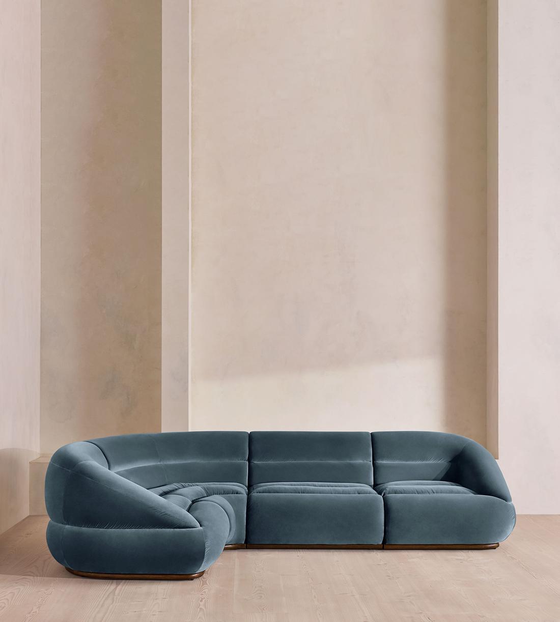 Edison Sectional Sofa - L-Shape Sofa - Velvet - Grey Blue US - Listing - Image 2