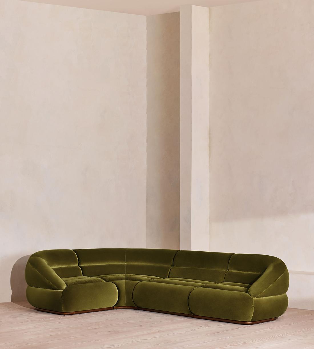 Edison Modular Sofa - L-Shape Sofa - Velvet - Olive UK - Listing - Image 1
