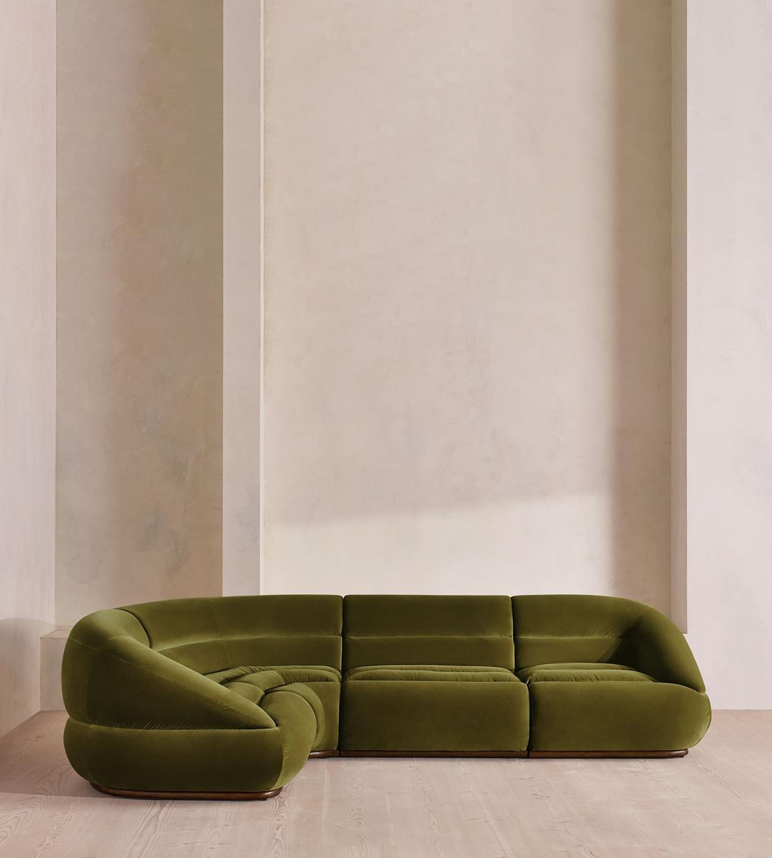 Edison Modular Sofa - L-Shape Sofa - Velvet - Olive UK - Listing - Image 2