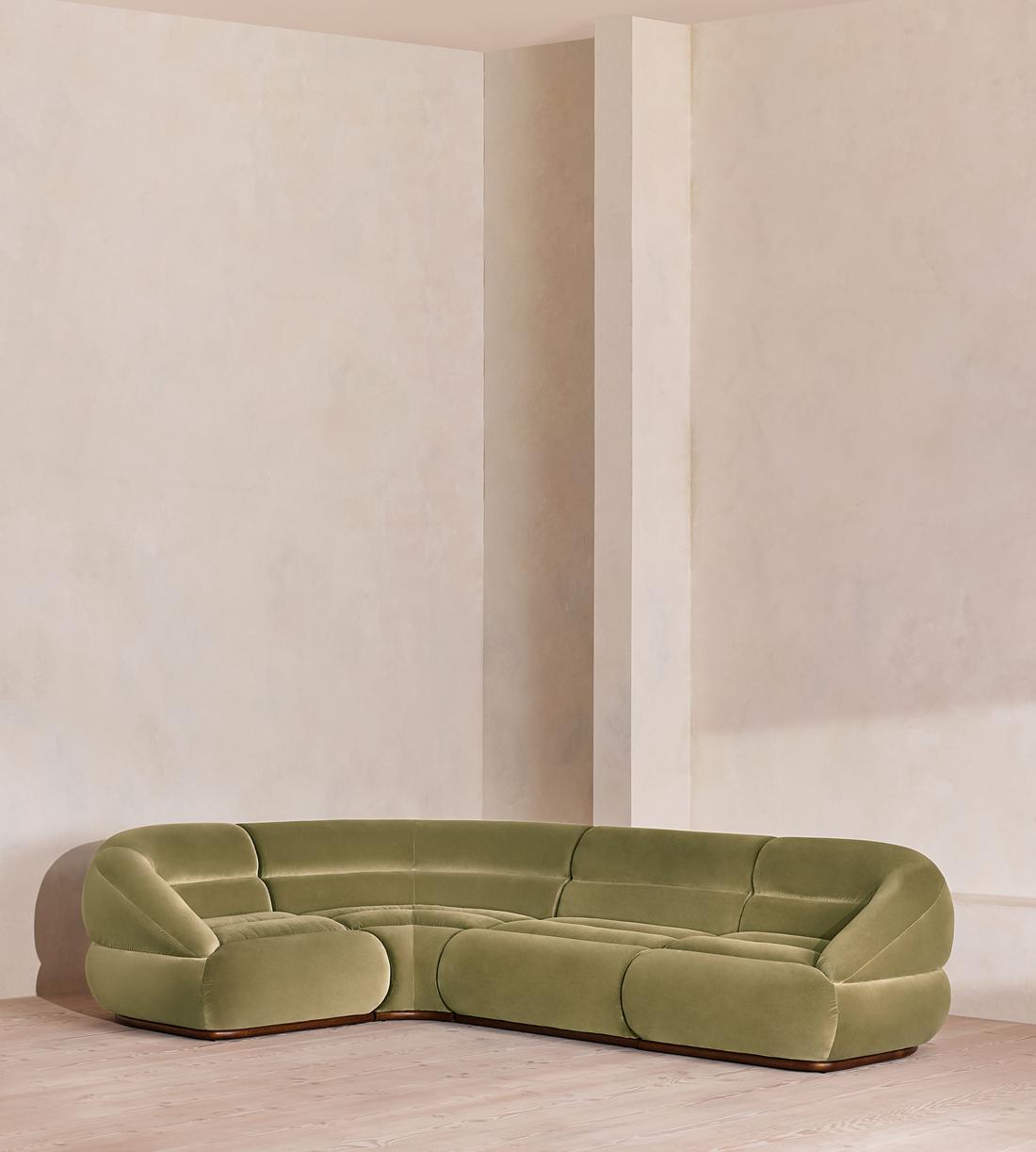 Edison Sectional Sofa - L-Shape Sofa - Velvet - Lichen US - Listing - Image 1