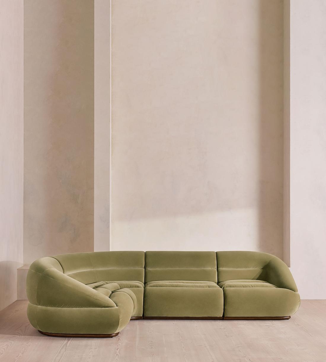 Edison Sectional Sofa - L-Shape Sofa - Velvet - Lichen US - Listing - Image 2