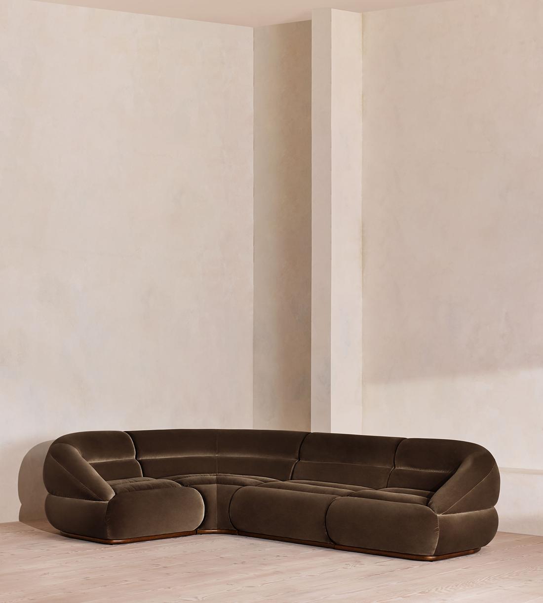 Edison Sectional Sofa - L-Shape Sofa - Velvet - Chocolate US - Listing - Image 3
