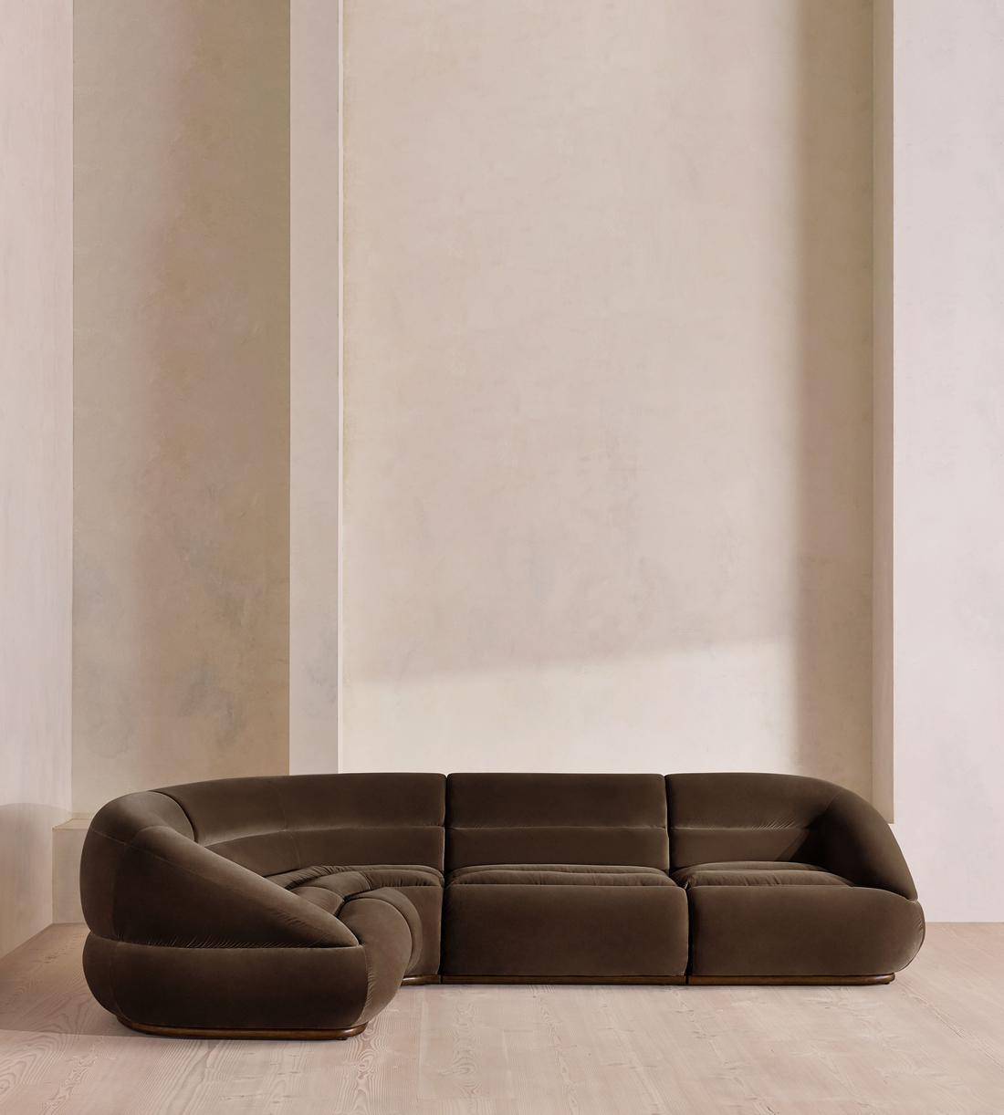 Edison Sectional Sofa - L-Shape Sofa - Velvet - Chocolate US - Listing - Image 4