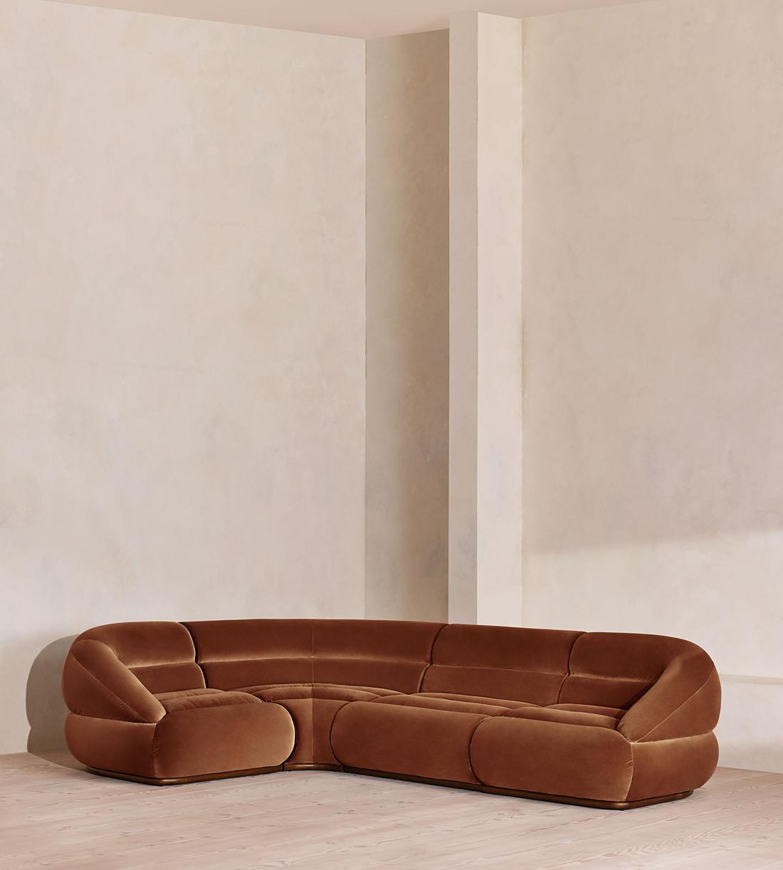 Edison Sectional Sofa - L-Shape Sofa - Velvet - Cinnamon US - Listing - Image 1