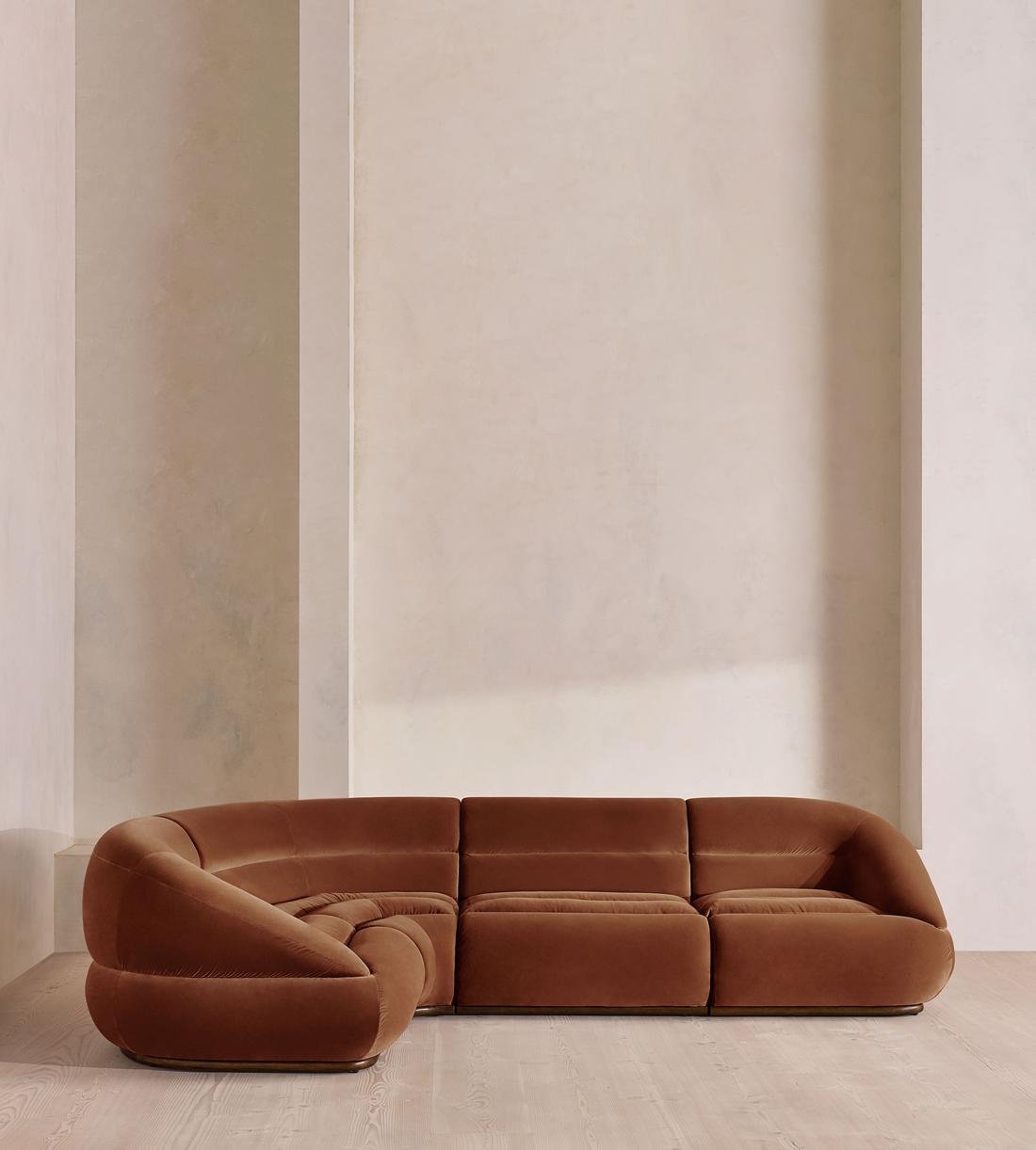 Edison Sectional Sofa - L-Shape Sofa - Velvet - Cinnamon US - Listing - Image 2