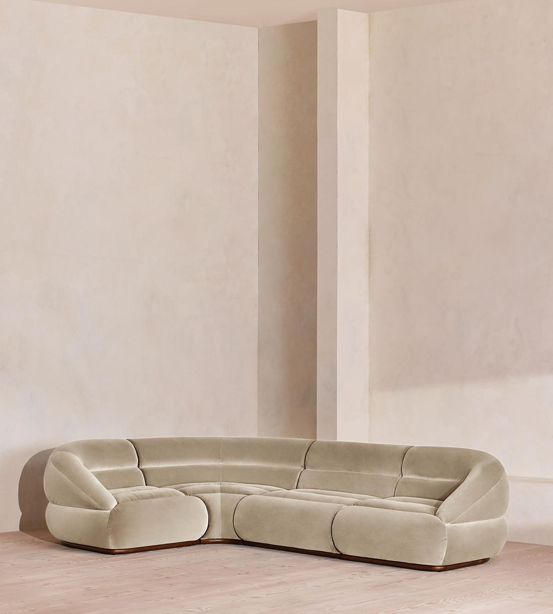 Edison Sectional Sofa - L-Shape Sofa - Velvet - Oyster US - Listing - Image 1