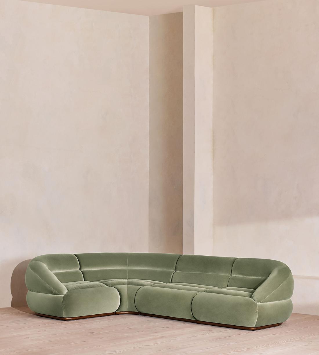 Edison Sectional Sofa - L-Shape Sofa - Velvet - Seafoam US - Listing - Image 1