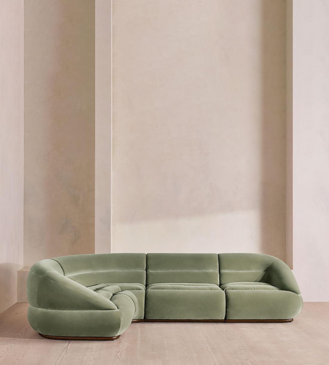 Edison Sectional Sofa - L-Shape Sofa - Velvet - Seafoam US - Listing - Image 2