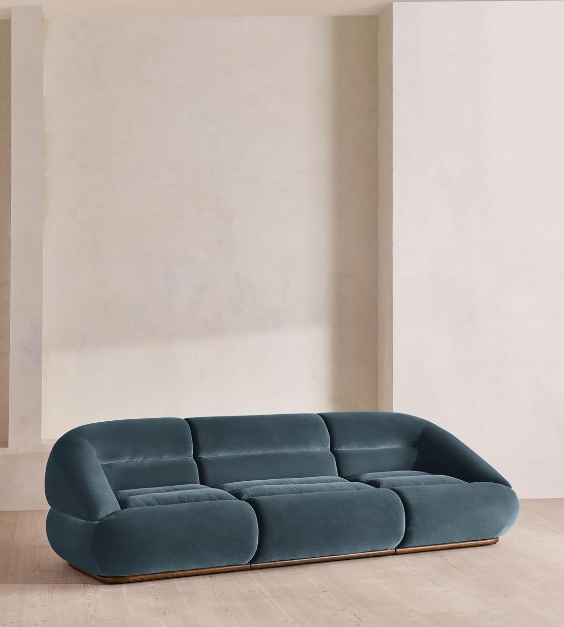 Edison Sectional Sofa - Four Seater - Velvet - Grey Blue US - Listing - Image 2