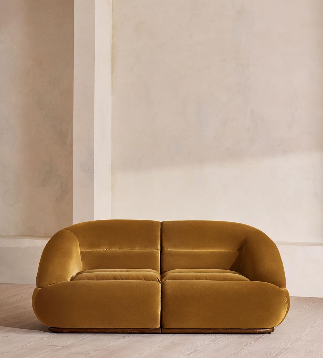 Edison Sectional Sofa - Three Seater - Velvet - Mustard US - Listing - Image 1