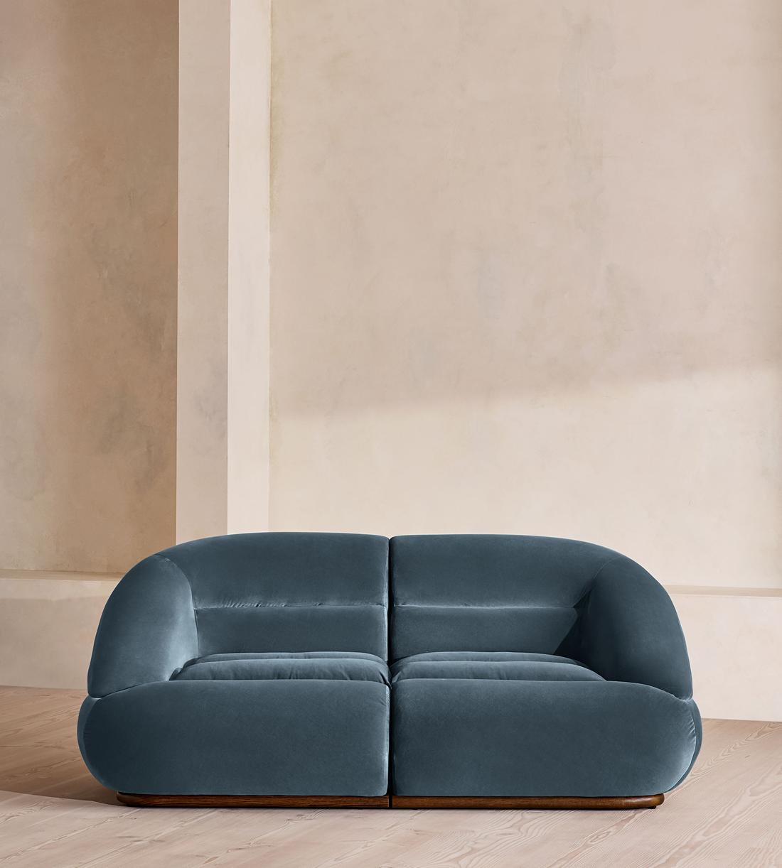 Edison Modular Sofa - Three Seater - Velvet - Grey Blue UK - Listing - Image 1