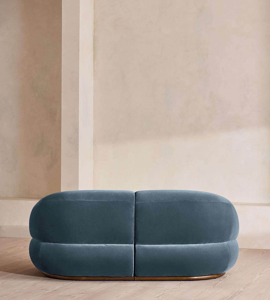 Edison Sectional Sofa - Three Seater - Velvet - Grey Blue US - Images - Image 4