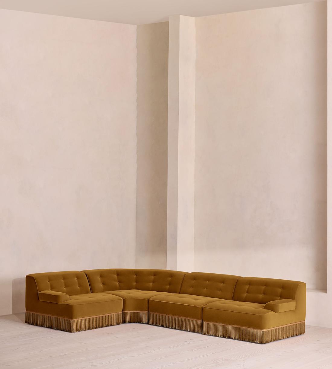Elowen Modular Sofa - L-Shape Sofa - Velvet - Mustard UK - Listing - Image 1