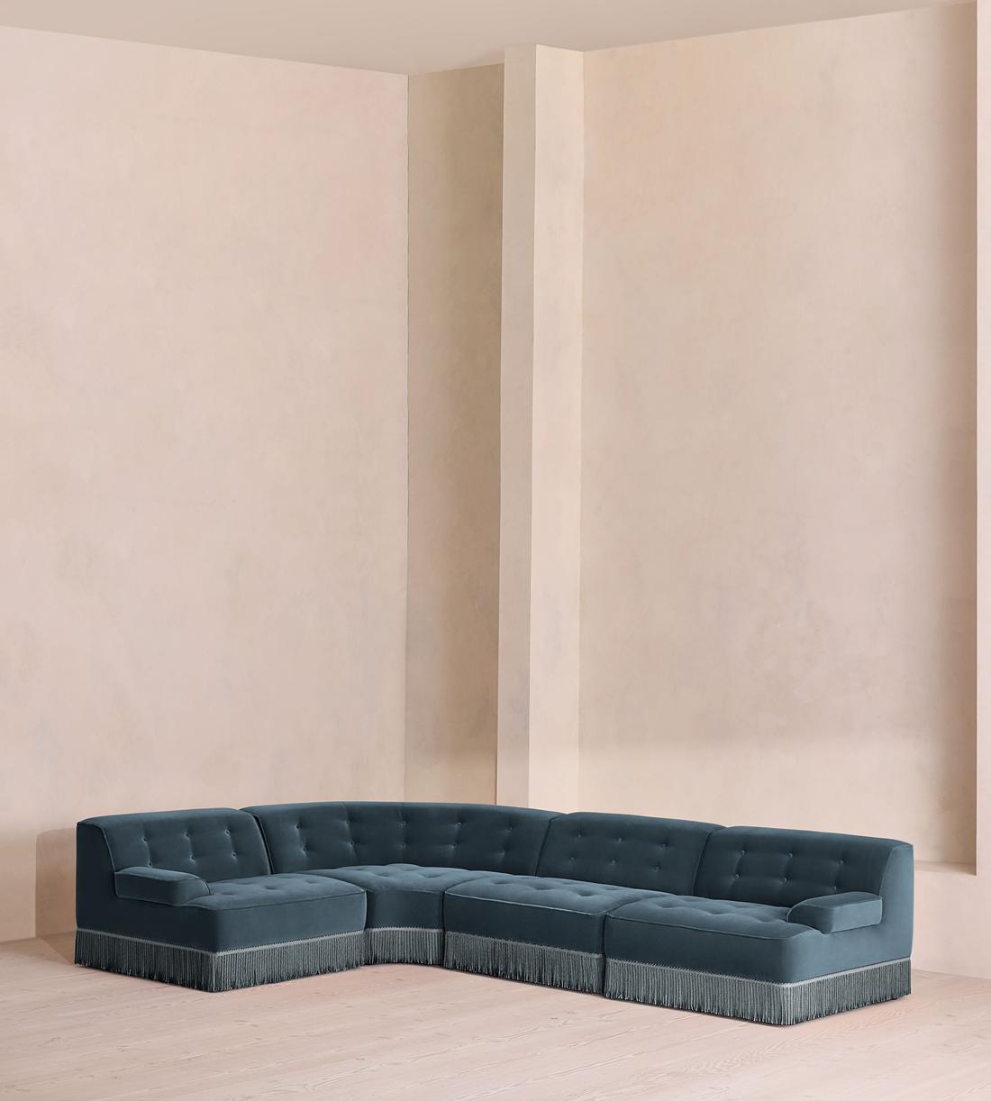 Elowen Sectional Sofa - L-Shape Sofa - Velvet - Grey Blue US - Listing - Image 1