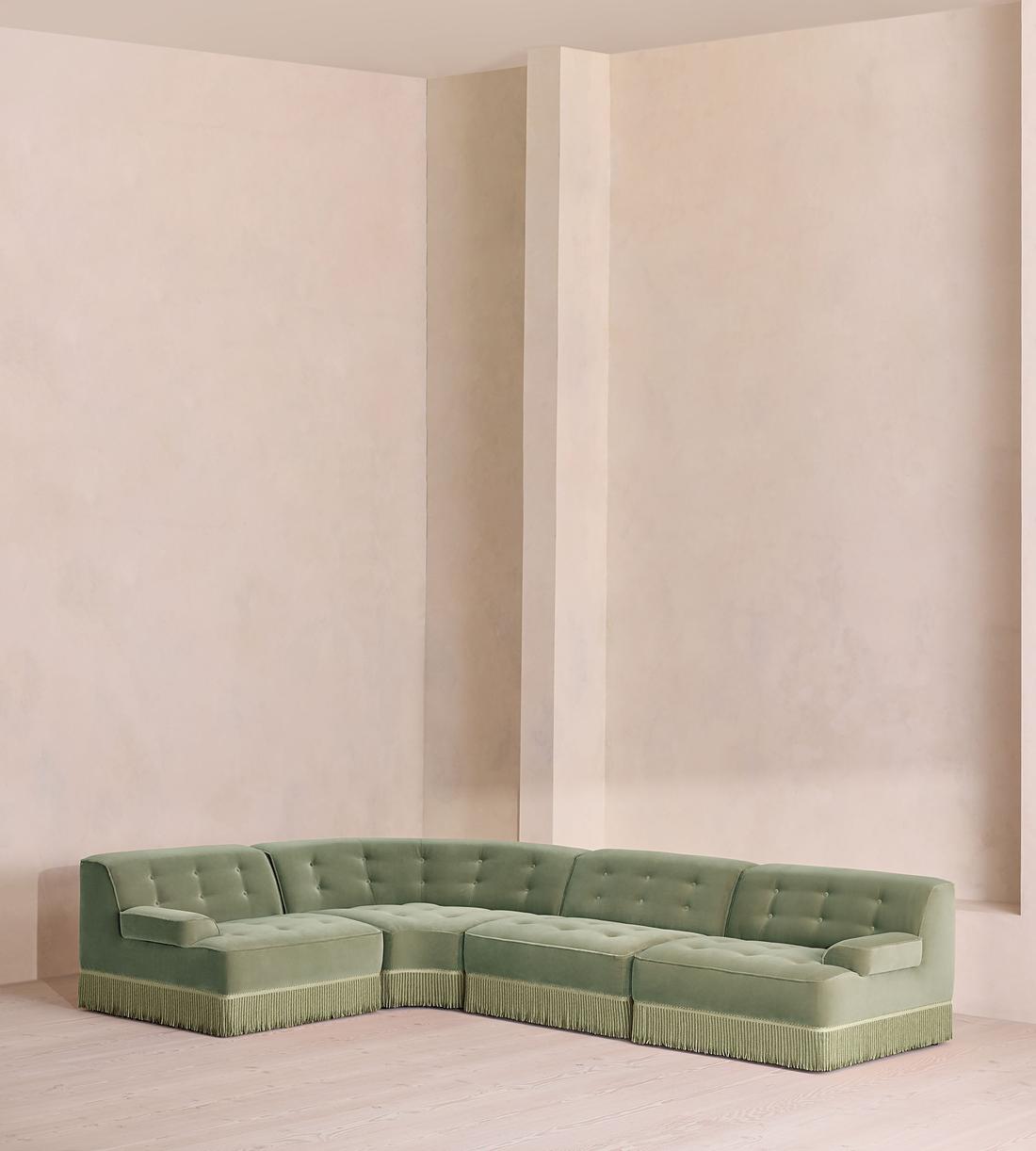 Elowen Sectional Sofa - L-Shape Sofa - Velvet - Seafoam - US - Listing - Image 1