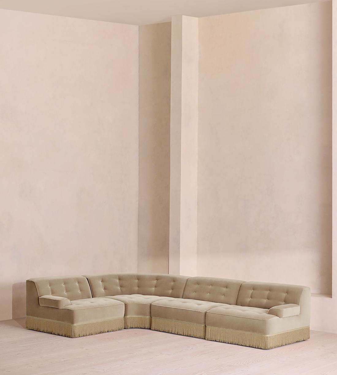 Elowen Sectional Sofa - L-Shape Sofa - Velvet - Oyster - US - Listing - Image 1
