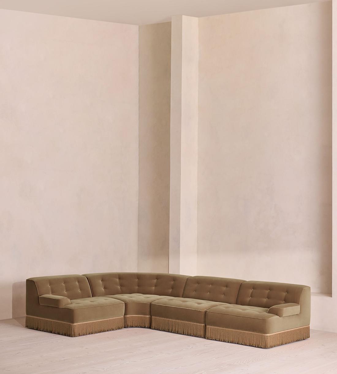 Elowen Sectional Sofa - L-Shape Sofa - Velvet - Truffle - US - Listing - Image 1