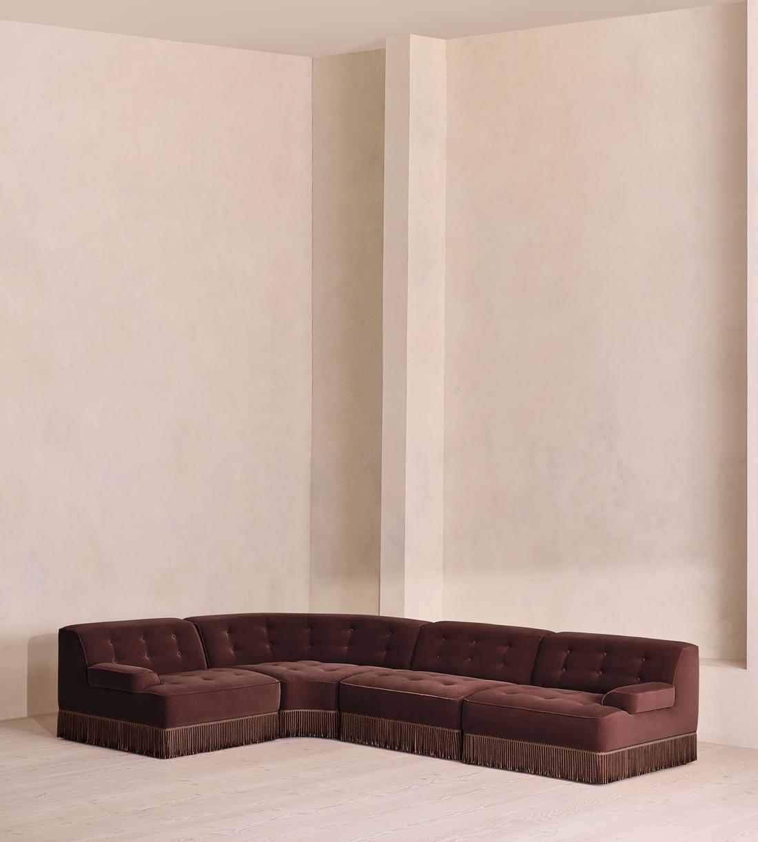 Elowen Sectional Sofa - L-Shape Sofa - Velvet - Aubergine - US - Listing - Image 1